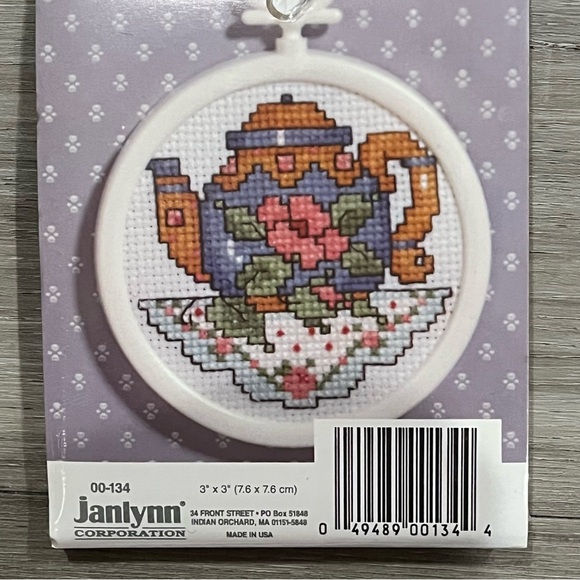 NWT Set of 2 Janlynn Counted Cross Stitch Kits with Frames (Teapot & Roses) - Picture 5 of 14